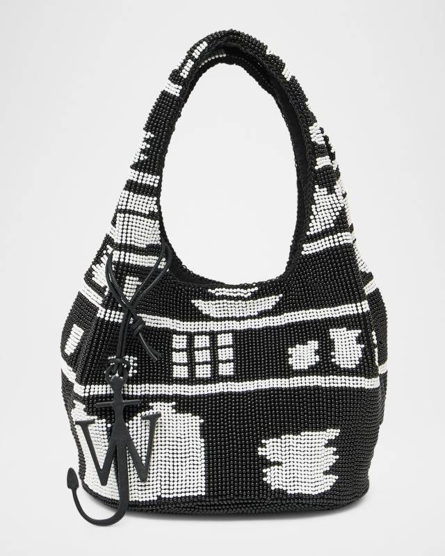 Mini Beaded Shopper Top-Handle Bag